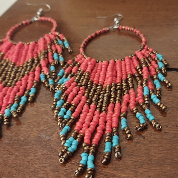Handmade Beaded Earrings - Picture 2 of 6